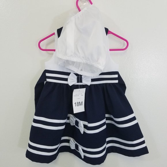 Bonnie Baby Blue and White Dress Size 12 Months. Bloomers size 18 months. - Picture 4 of 8